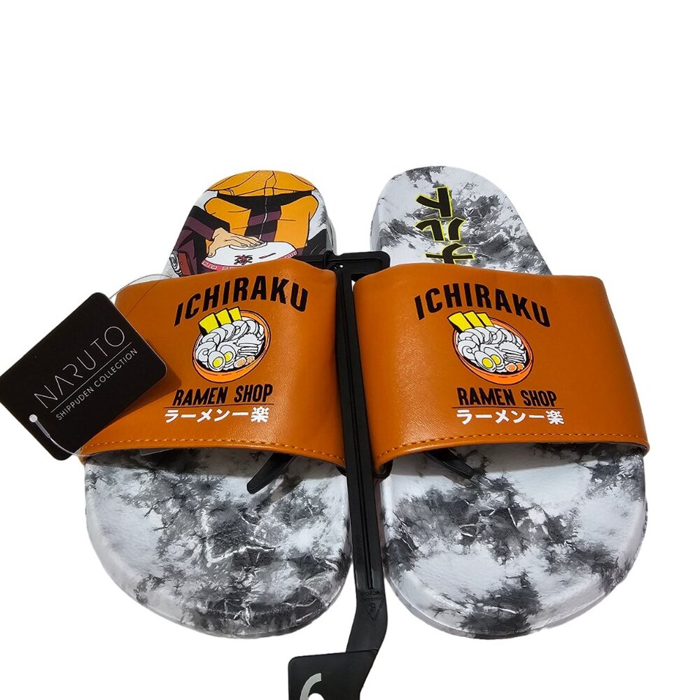 Naruto Shippuden Ichiraku Ramen Shop Men's Sport Slide Sandals Size 9 Orange - Picture 3 of 8